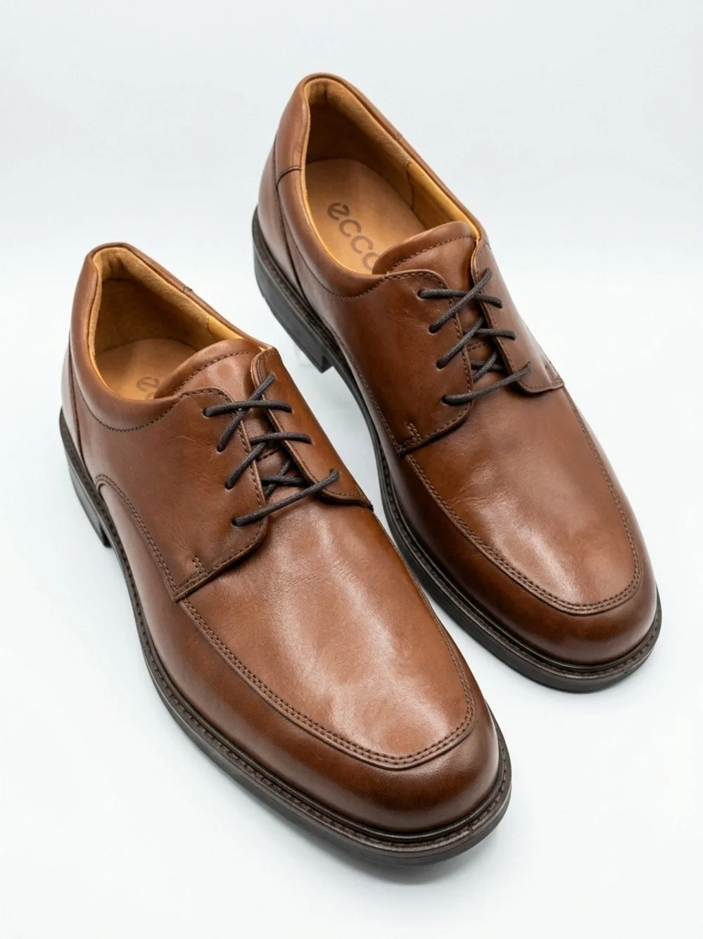 ECCO Seattle Men's Apron Toe Leather Oxford Shoes Brown Size 10 Excellent